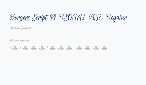 Borgers Script PERSONAL USE Regular Business Card