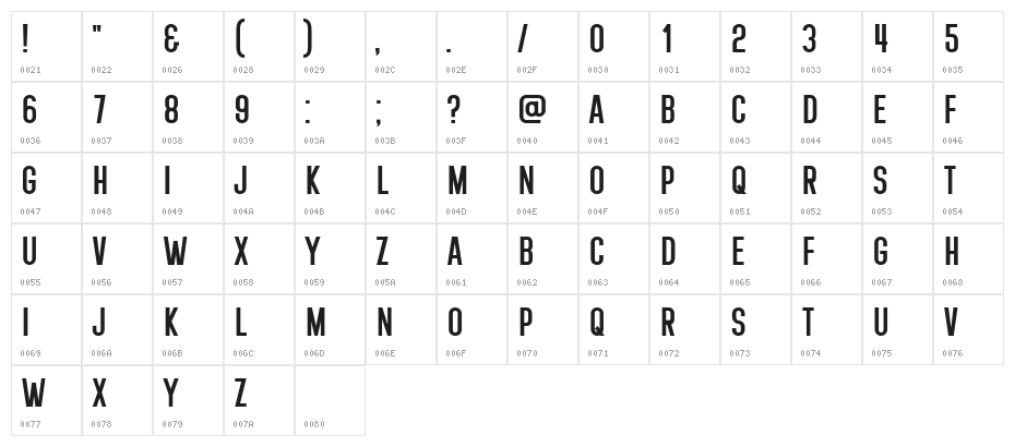 Boricua Regular Character Map