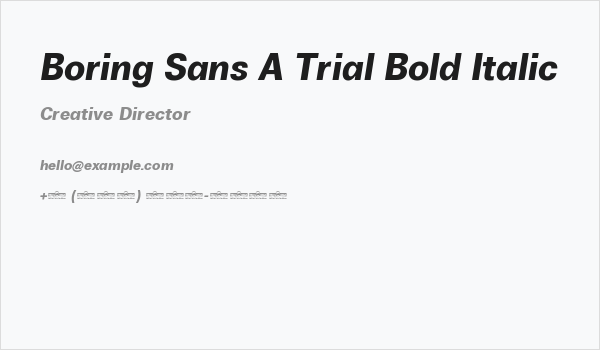 Boring Sans A Trial Bold Italic Business Card