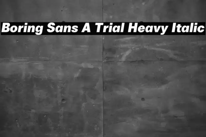 Boring Sans A Trial Heavy Italic Font examples