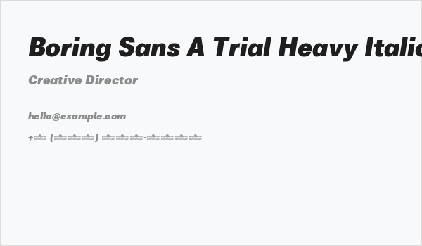Boring Sans A Trial Heavy Italic Business Card