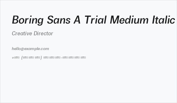 Boring Sans A Trial Medium Italic Business Card