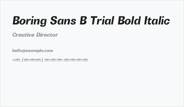 Boring Sans B Trial Bold Italic Business Card