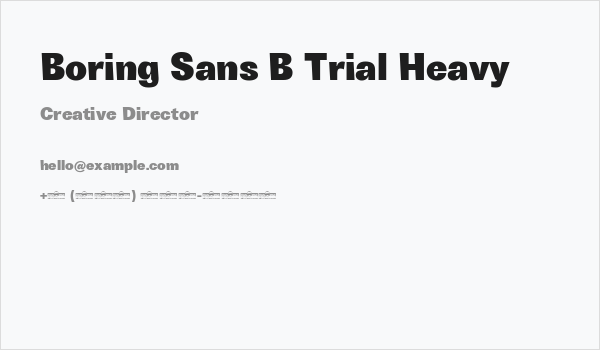 Boring Sans B Trial Heavy Business Card