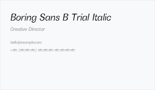 Boring Sans B Trial Italic Business Card
