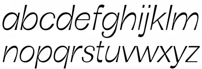 Boring Sans B Trial Light Italic Schriftart Kleinbuchstaben