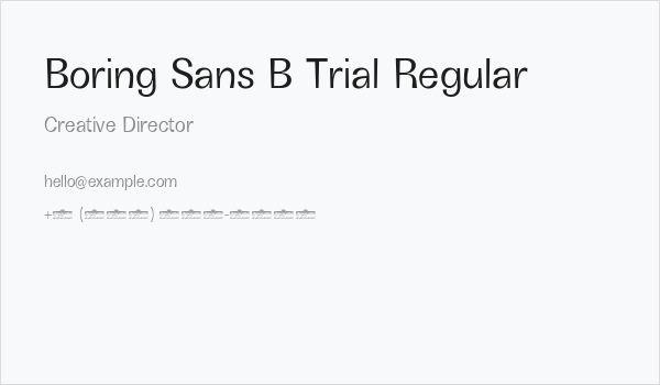 Boring Sans B Trial Regular Business Card