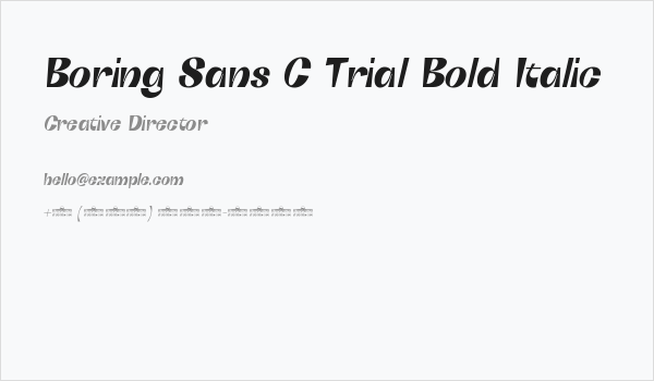 Boring Sans C Trial Bold Italic Business Card