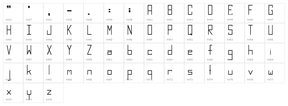 Boring Squared Thin Character Map