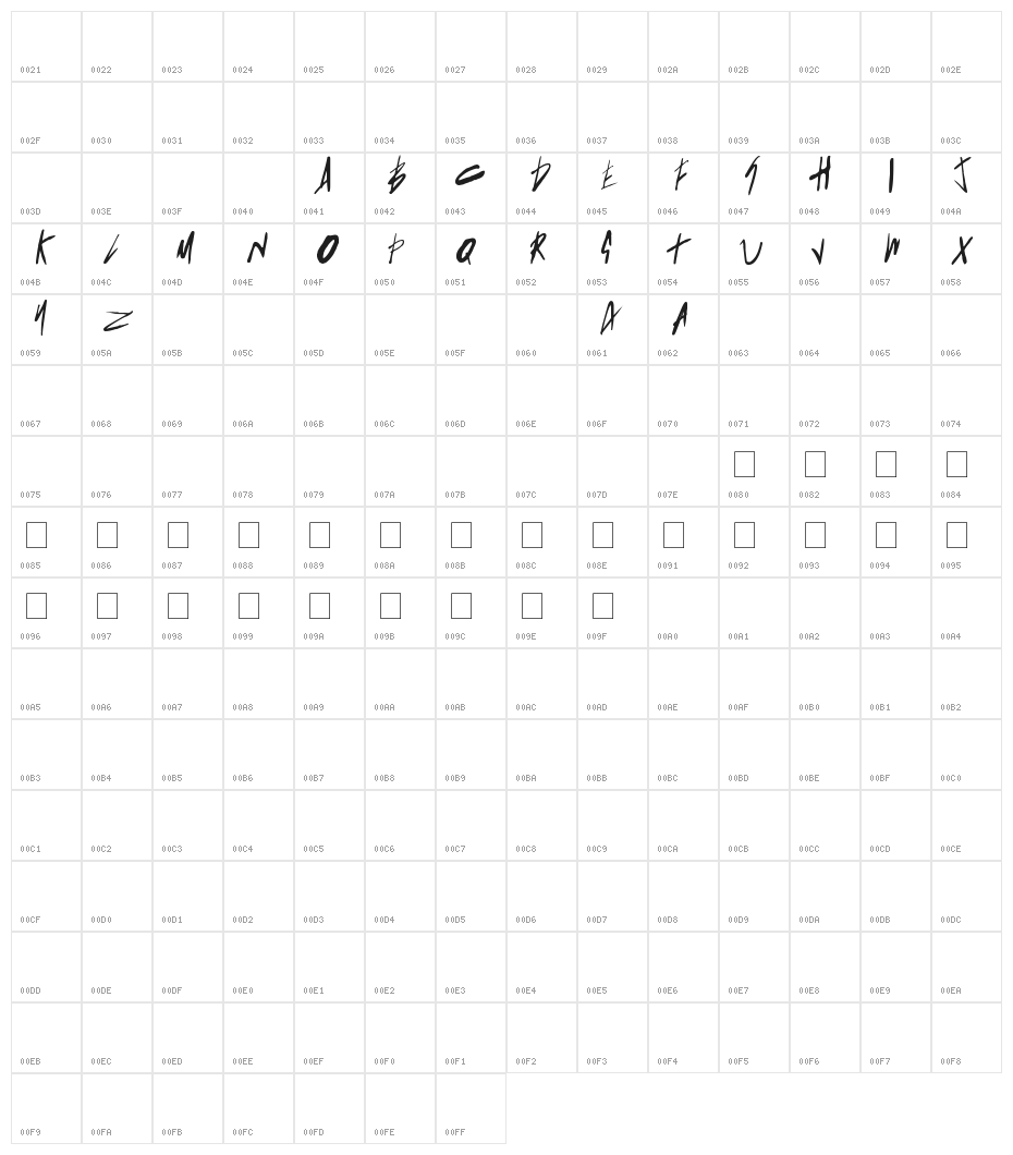 Born This Way FONT [lady gaga] Character Map