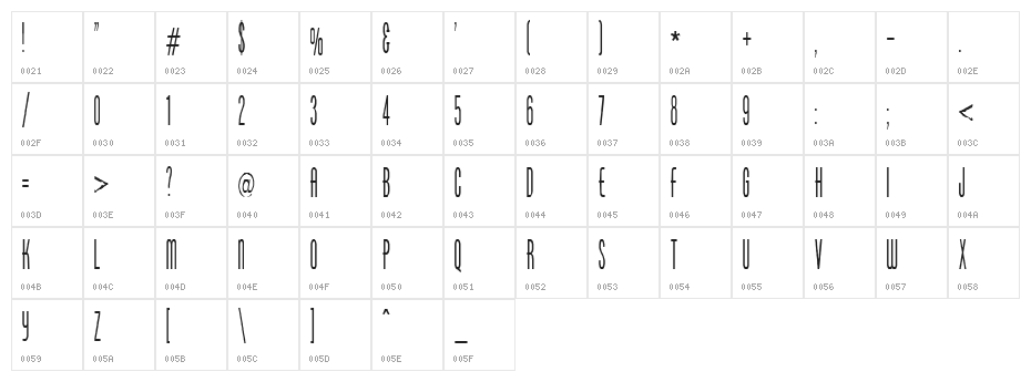 Borzoi Medium Character Map