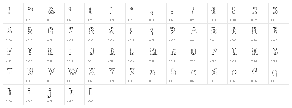 Bosox Outline Character Map