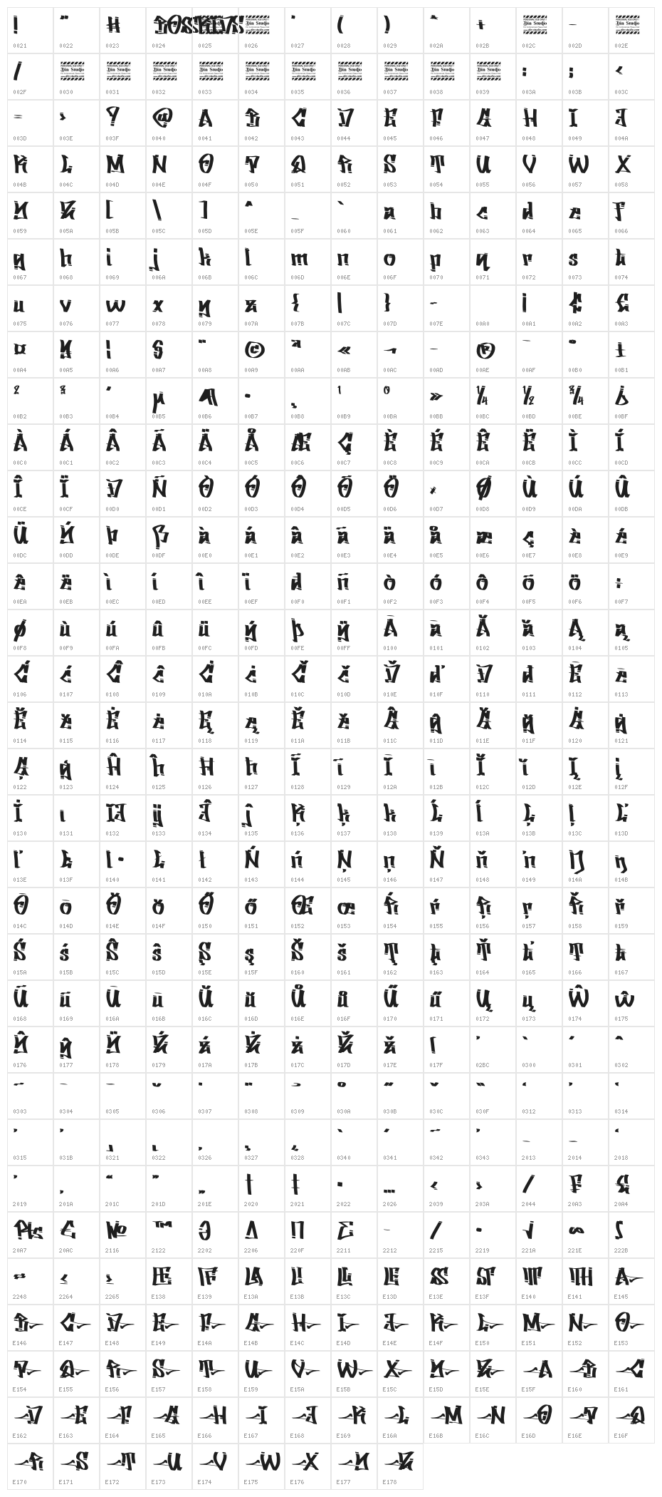 Bosskids Personal use Character Map