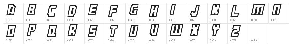 Botsmatic Outline Italic Character Map