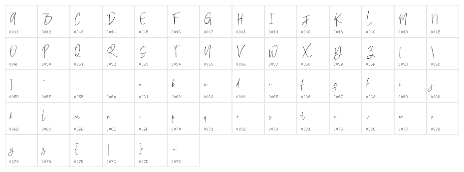 Bottomland Character Map