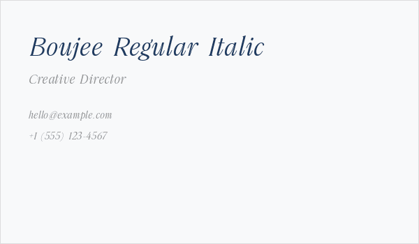 Boujee Regular Italic Business Card