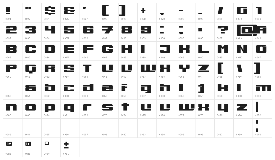 Bouleverser Regular Character Map