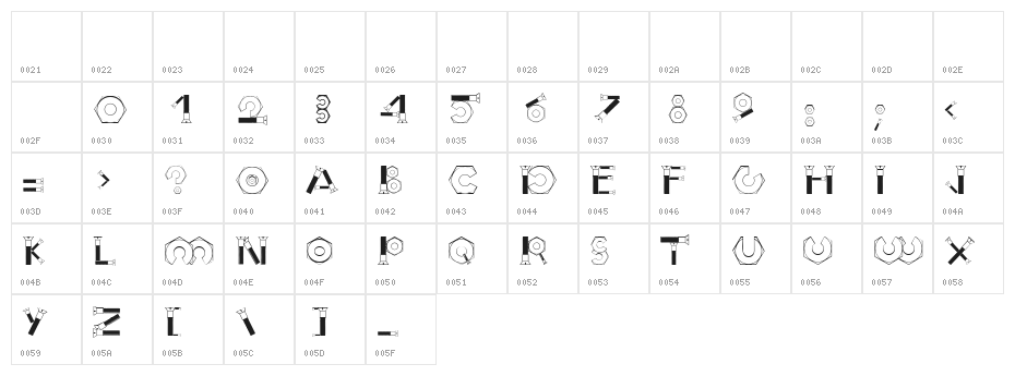 Boulons Tryout Character Map