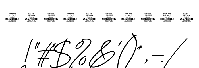 Bourdos PERSONAL USE ONLY Italic Font OTHER CHARS