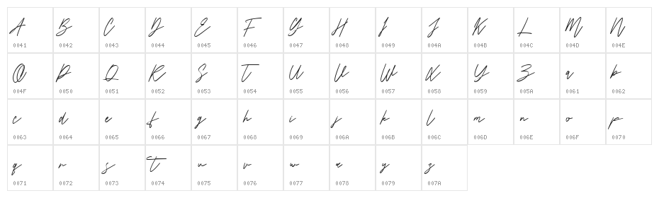 Boutique Kamilla Free Regular Character Map