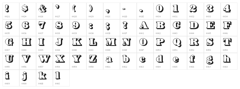 BowersShadow Character Map
