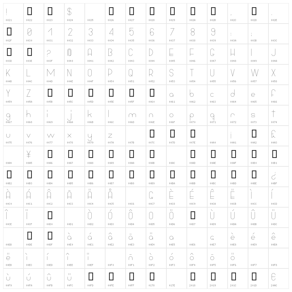 Bowhouse Light Character Map