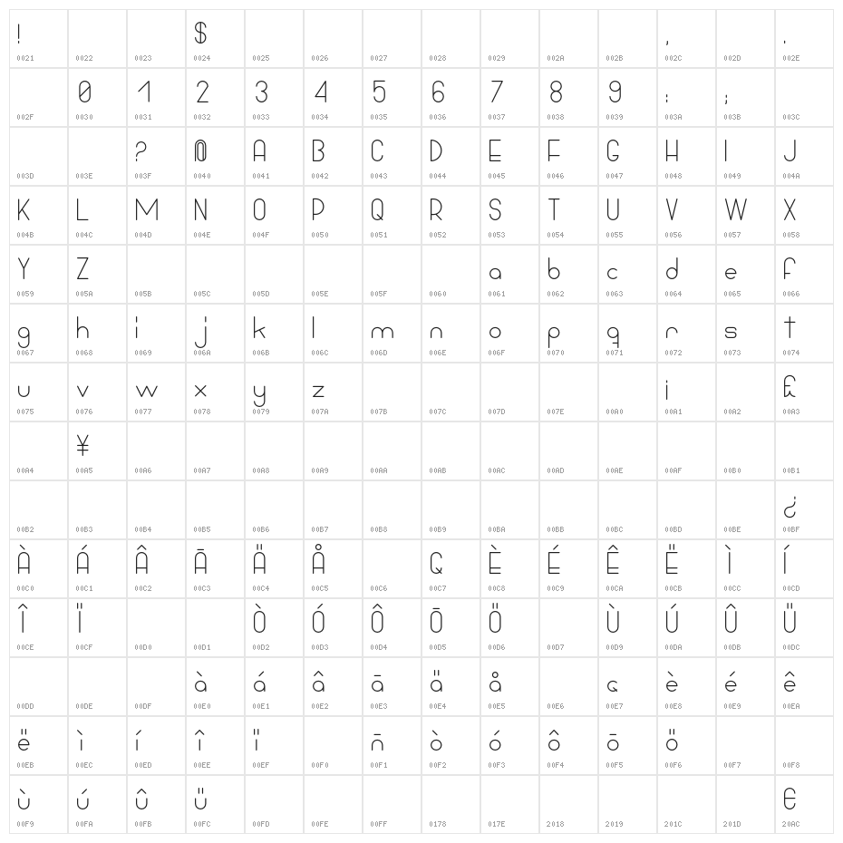 Bowhouse Regular Character Map