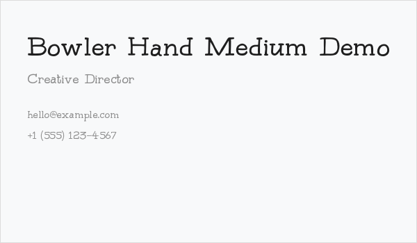 Bowler Hand Medium Demo Business Card