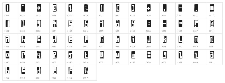 Box Font Negative Character Map