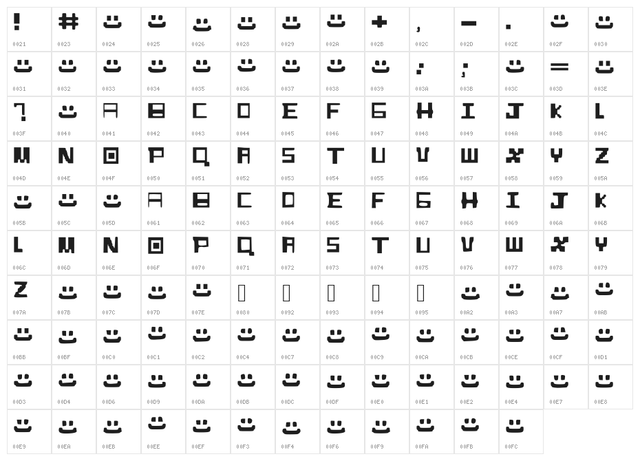 BoxCraft_Alphabet_Font Character Map