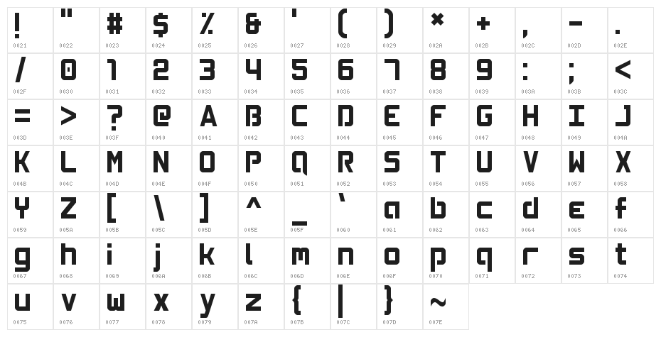 Boxfont Round Character Map
