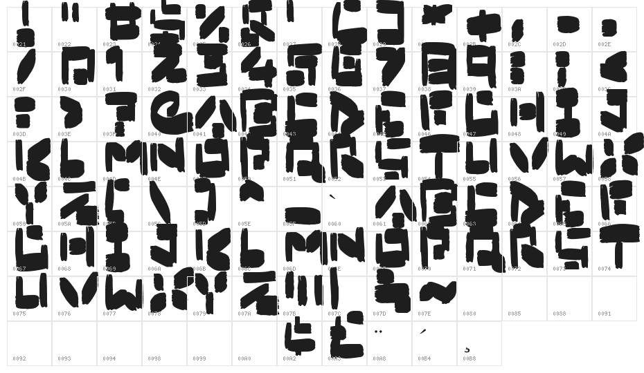 Boxybrush Character Map