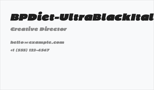 BPDiet-UltraBlackItalic Business Card