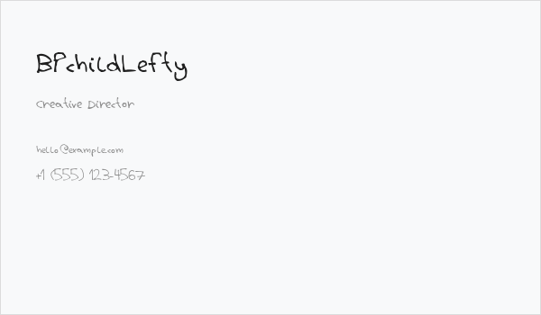 BPchildLefty Business Card
