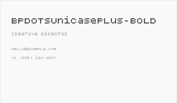 BPdotsUnicasePlus-Bold Business Card