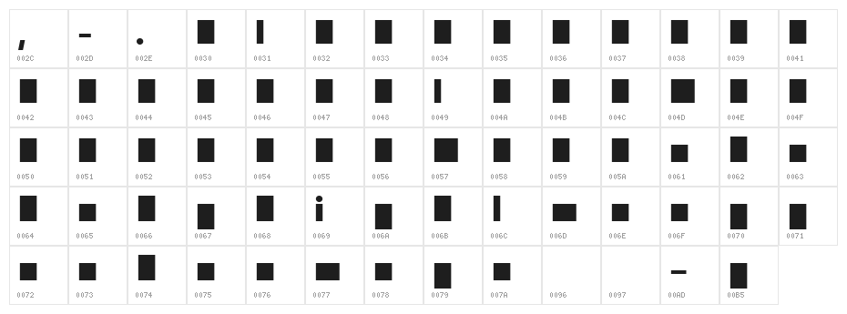 BPletterSquares Character Map