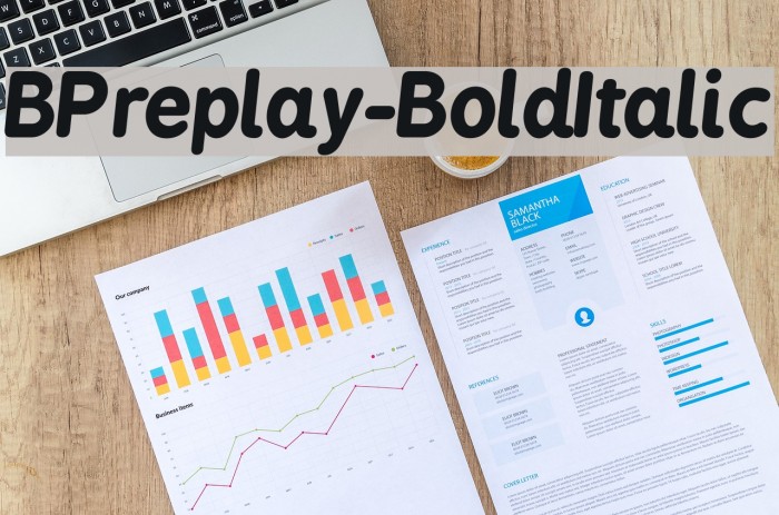 BPreplay-BoldItalic Font examples