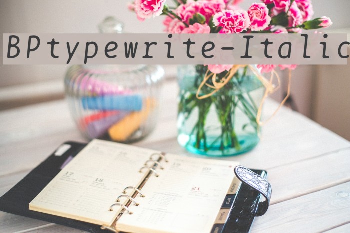 BPtypewrite-Italic Polices examples