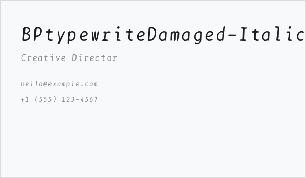 BPtypewriteDamaged-Italic Business Card
