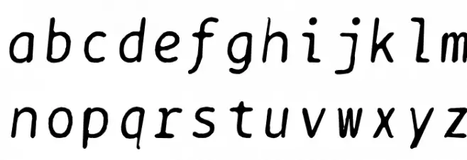 BPtypewriteDamaged-Italic फ़ॉन्ट लोअरकेस