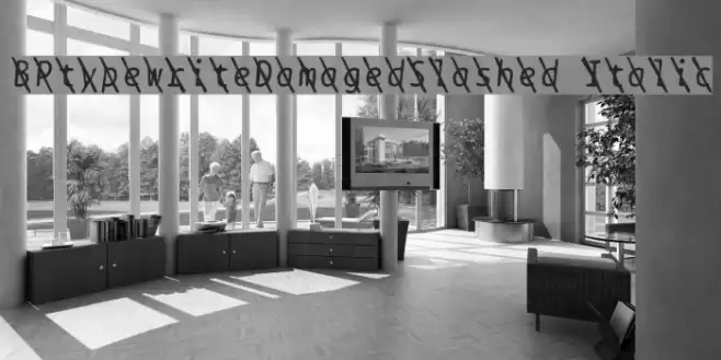 BPtypewriteDamagedSlashed Italic Font examples