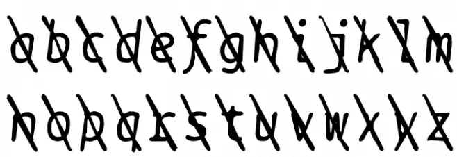 BPtypewriteDamagedSlashed Italic フォント 小文字