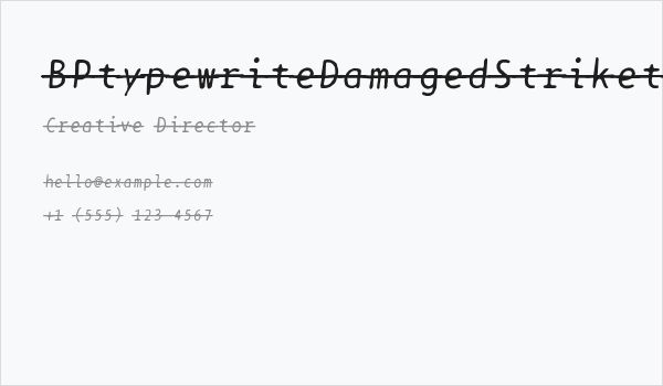 BPtypewriteDamagedStrikethrough Italic Business Card