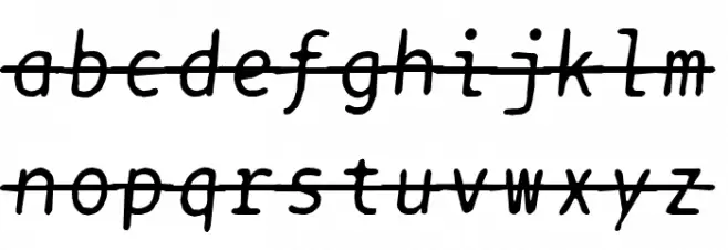 BPtypewriteDamagedStrikethrough Italic Caratteri MINUSCOLO