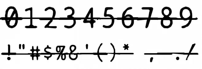 BPtypewriteDamagedStrikethrough Font OTHER CHARS