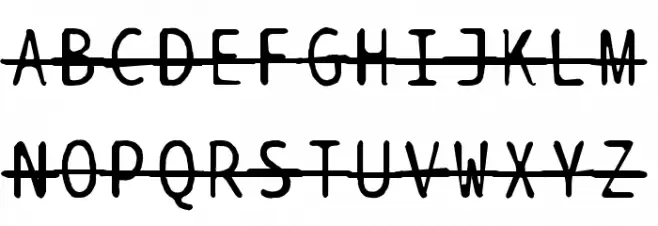 BPtypewriteDamagedStrikethrough フォント 大文字