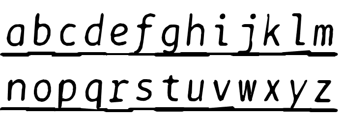 BPtypewriteDamagedUnderscored Italic Font LOWERCASE