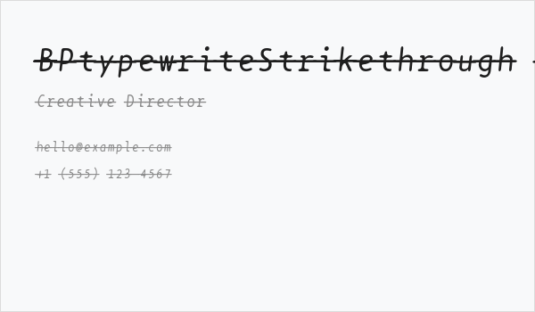 BPtypewriteStrikethrough Italic Business Card
