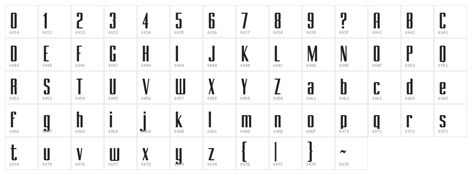 BRANCHE Character Map