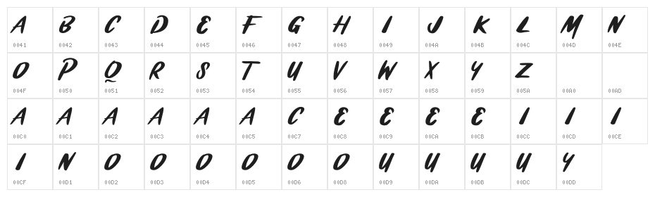 BRASHIO Character Map